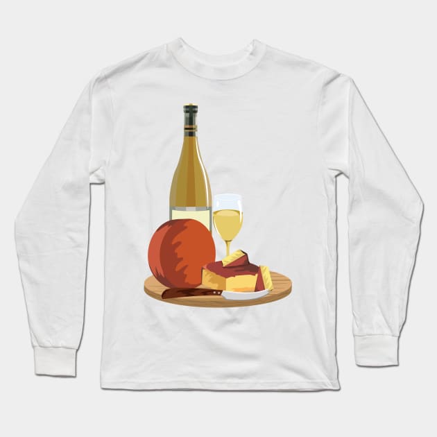 Wine and Cheese Long Sleeve T-Shirt by SWON Design